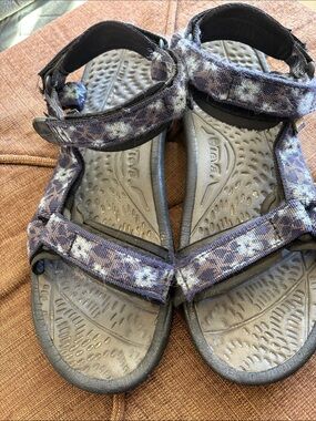 Teva Women's Navy Floral Print Adjustable Strap Sandals